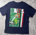 World Of Soccer Italy Graphic T Shirt Mens Large Navy Brazil Map Soccer Tee