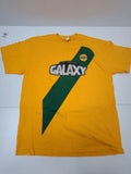LA Galaxy Soccer Shirt Mens XL Yellow Green 76 Gas Promo MLS Football Fan Tee