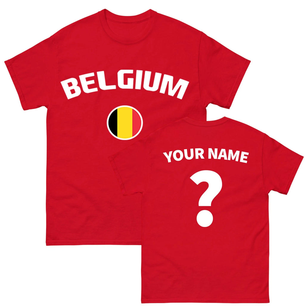 Personalised Belgium football T-Shirt, Custom Name and Number Football Team Tee
