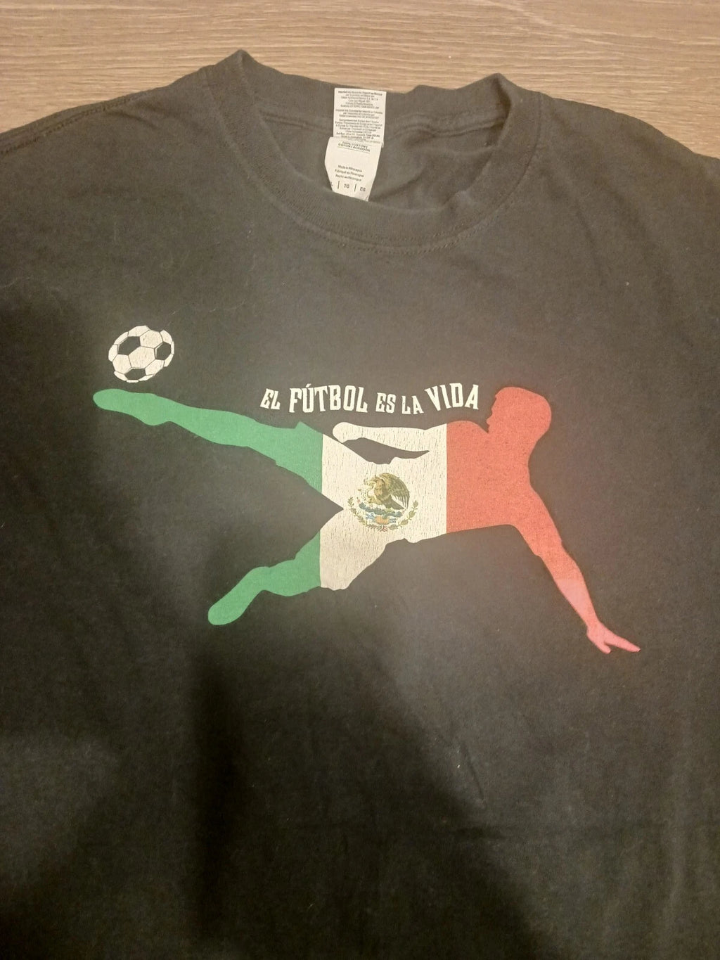 MEXICO LIFE IS FOOTBALL NAPA 2018 BLACK MENS XL TWO SIDED T SHIRT RARE SOCCER