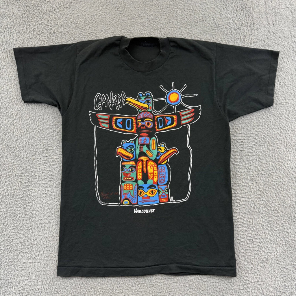 Vintage Vancouver Canada Shirt Adult Medium Black Short Sleeve 90s Travel Totem