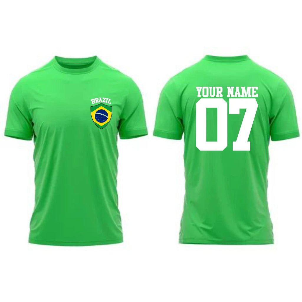 Personalized Team Brazil T-Shirt Your Name Number Football Supporters Fans Top