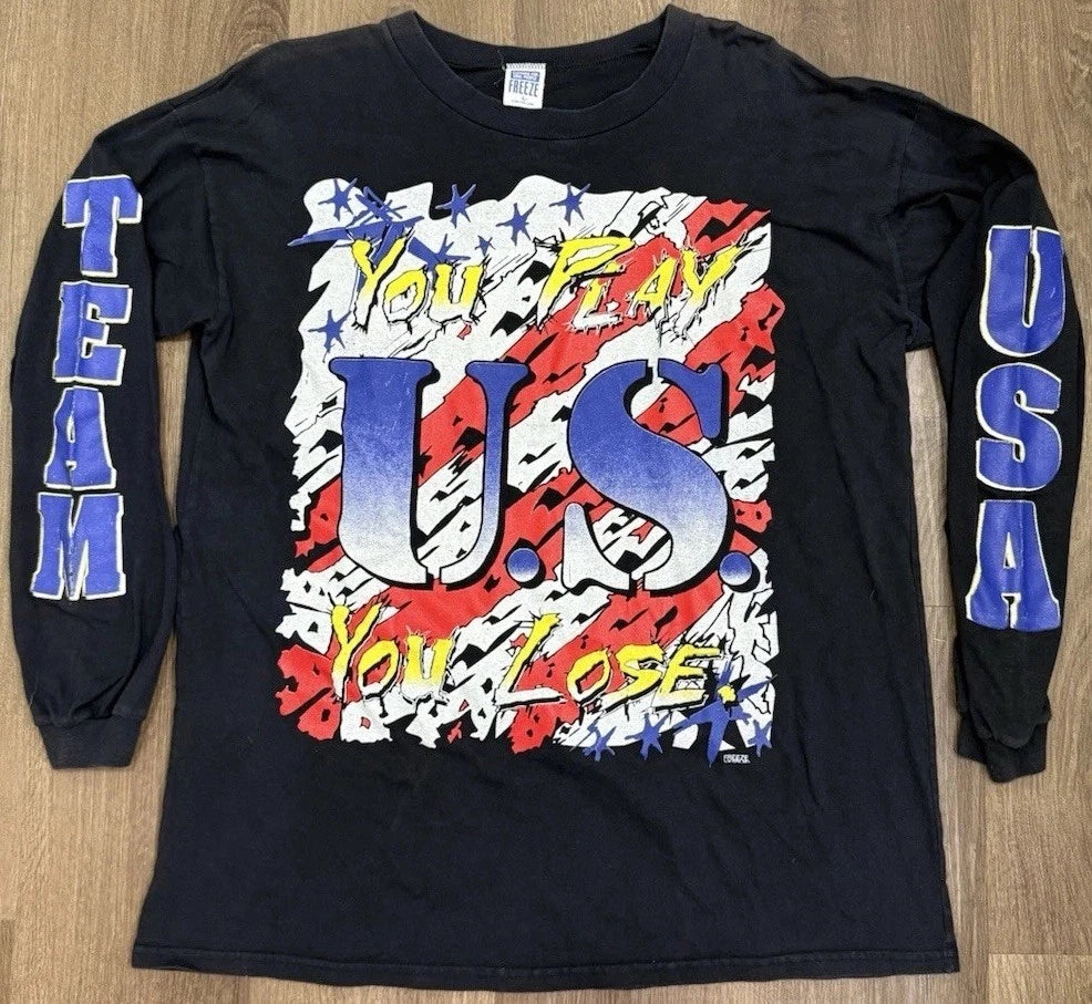Vintage 90s USA Olympic Long Sleeve T-shirt XL Freeze American Soccer