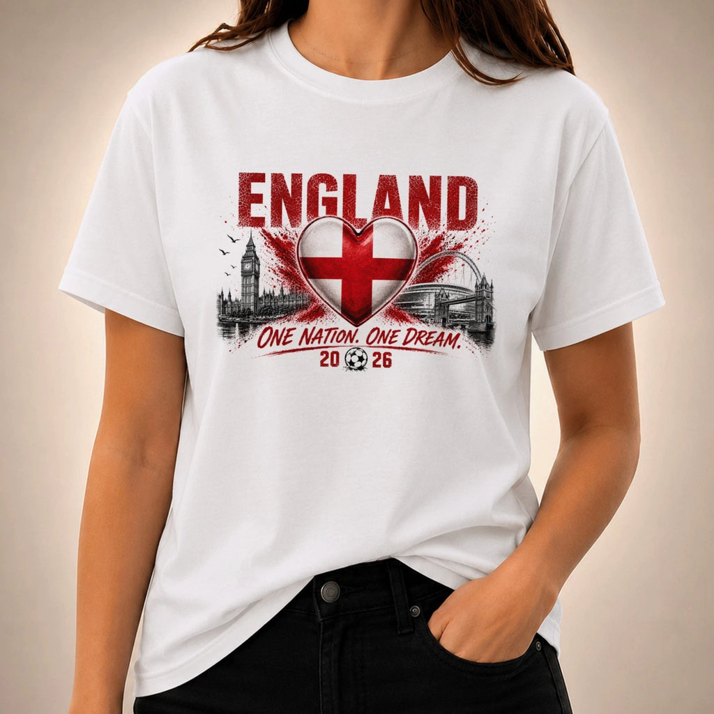 England t shirt football 2026 fan flag English One Heart soccer top tee gift