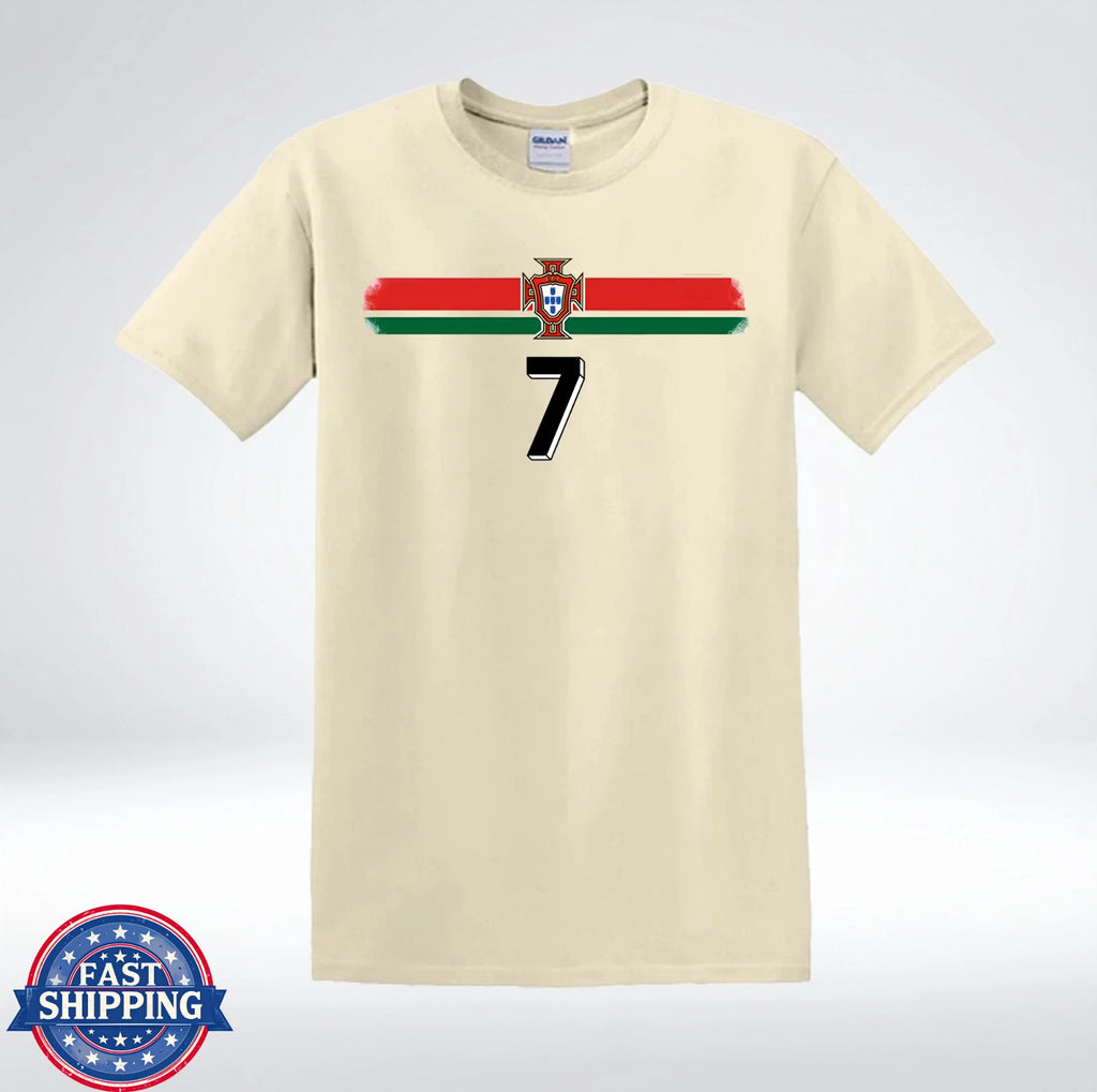 Portugal Number 7 Soccer Fan Flag Graphic Vintage T-Shirt
