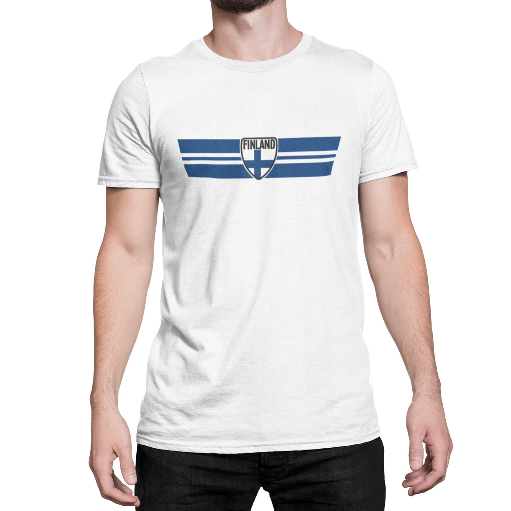 FINLAND World Cup 2026 Design T-Shirt Football Retro Strip Mens  World Shipping