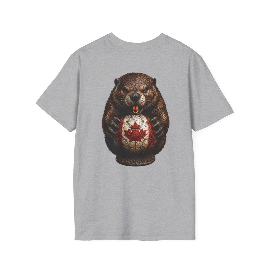 Canadian Beaver Soccer Ball T-Shirt Canada Football Fan Back Print Tee