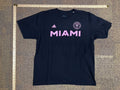 Adidas T-Shirt Mens XL MIAMI Black Pink Short Sleeve Graphic Soccer Club Tee