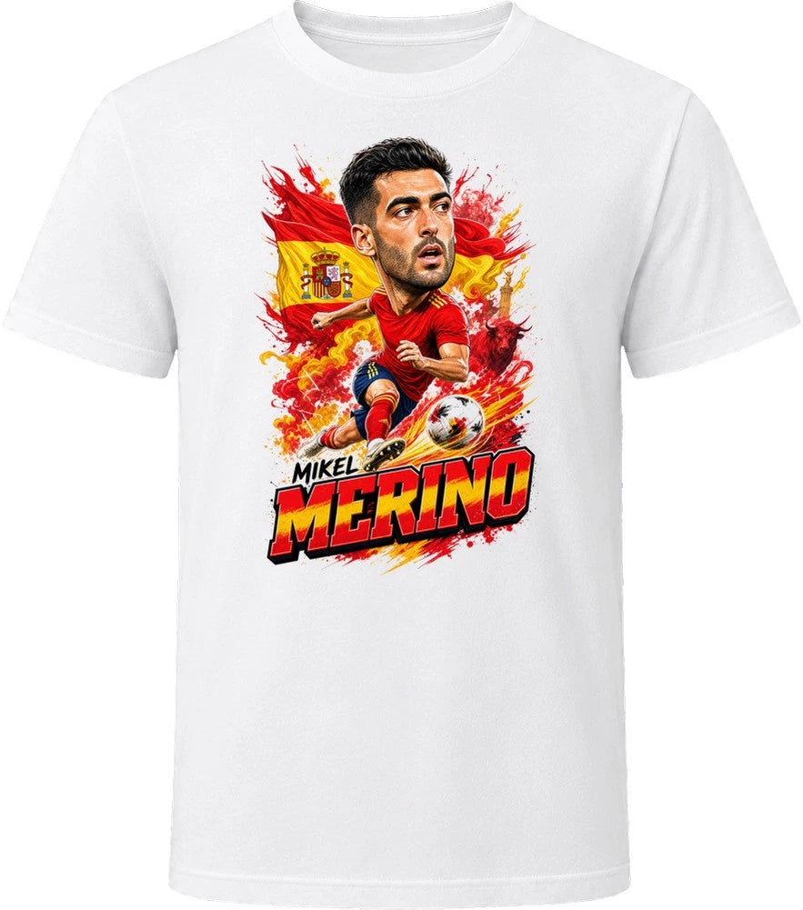 Mikel Merino Spain Soccer Caricature 2026 World Cup T Shirt