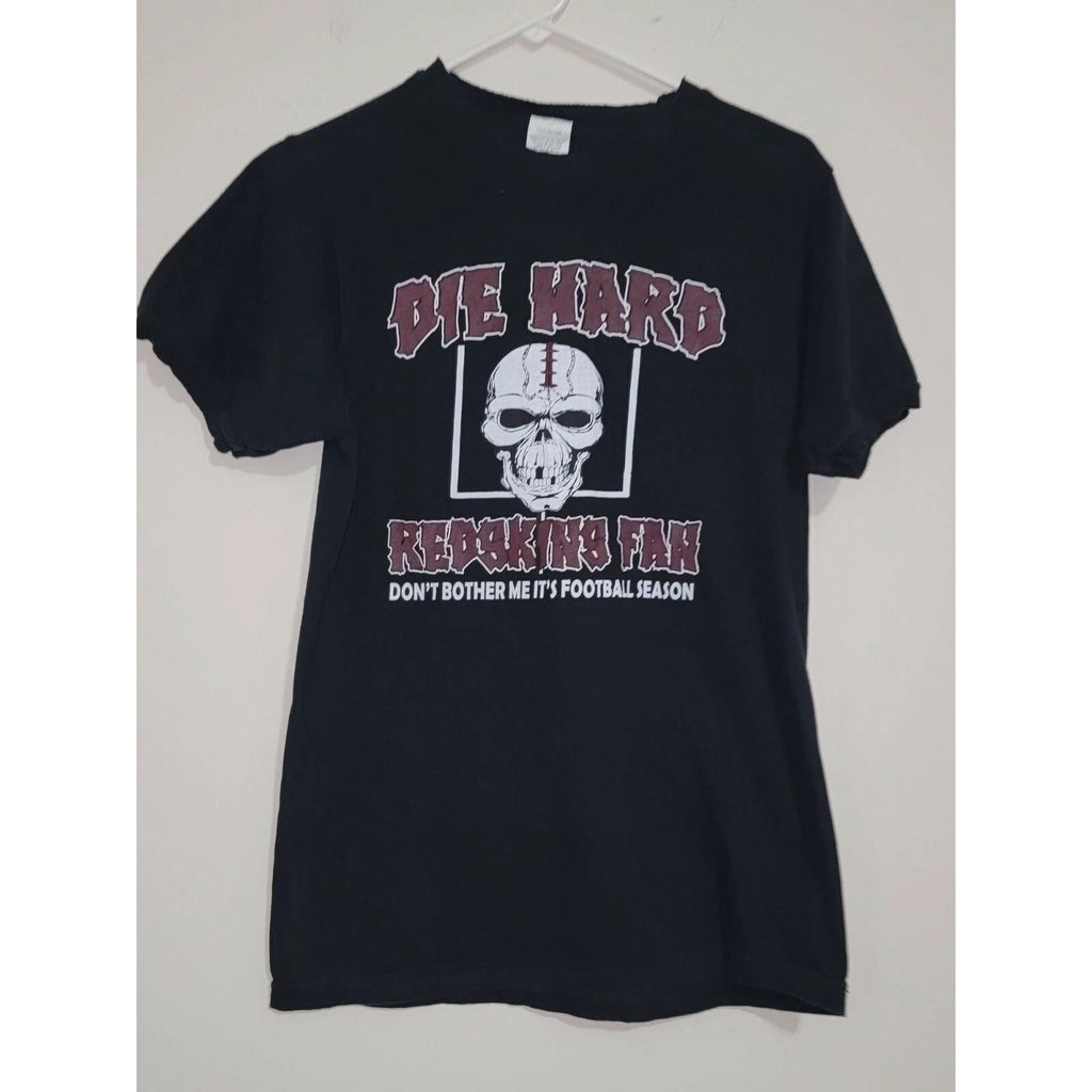 Black Die Hard Redskins Fan Skull Football Season T Shirt Mens M