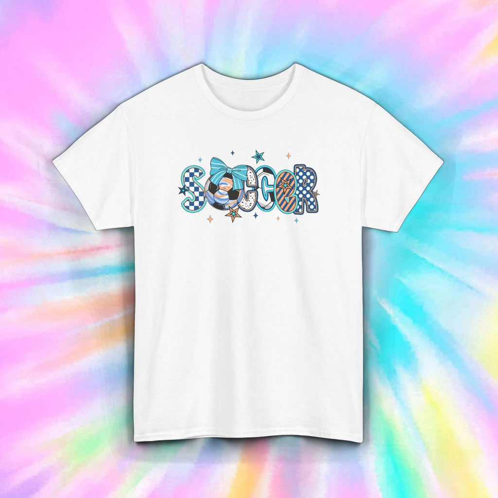 Soccer Bow T-Shirt Cute Girl Youth Sports Athlete Ball Fan Tee S-5XL