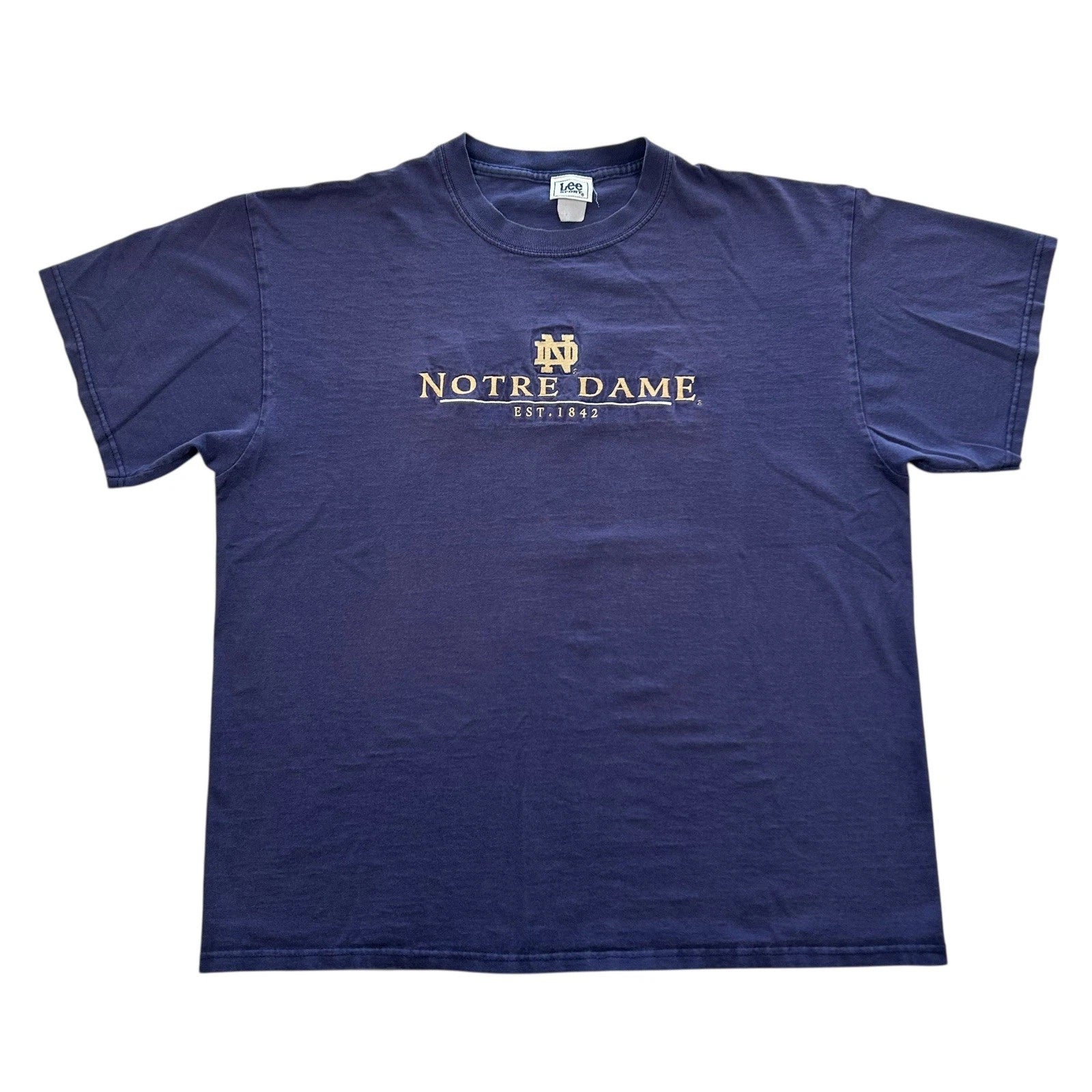 Vintage 90s Lee Sport University of Notre Dame Graphic Shirt Size XL Preppy USA