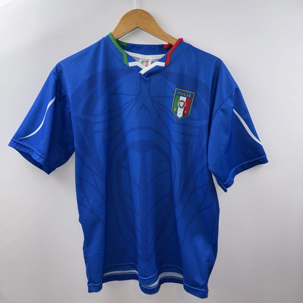 Vintage Italy Italia Soccer Jersey Blue Football Kit Shirt Large  V Neck Home