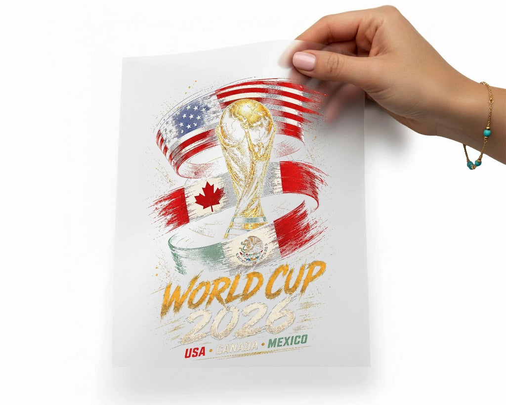 Football Trophy Flags Iron on Transfers World 2026 Cup USA Canada Mexico Fan DTF