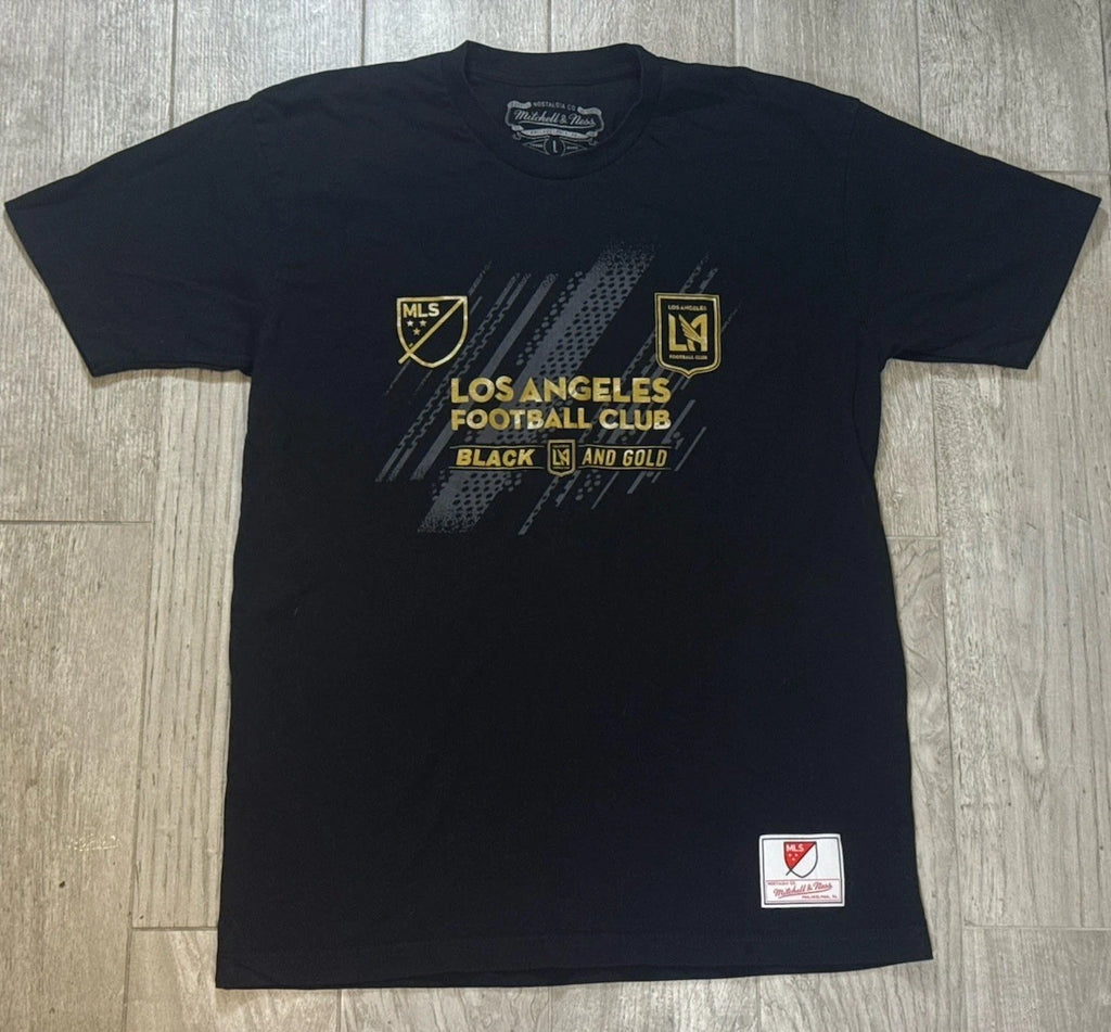 Mitchell Ness LAFC T-Shirt Men L Black MLS Soccer Los Angeles Graphic 20x29