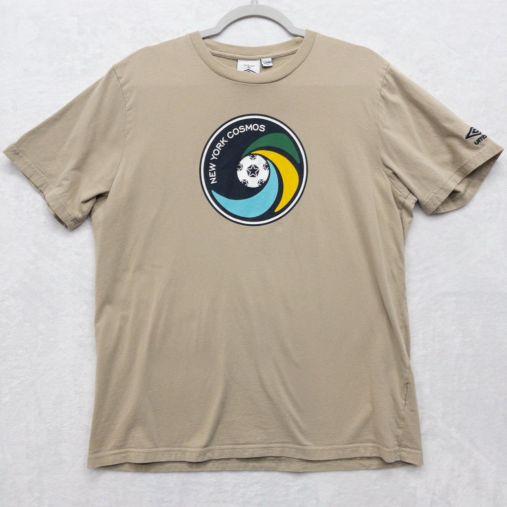 New York Cosmos Training Football Shirt Jersey Cotton Umbro Size XL Tan
