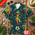 Brasil Colors Graphic Aloha Shirt - Soccer Fan National Pride Short Sleeve