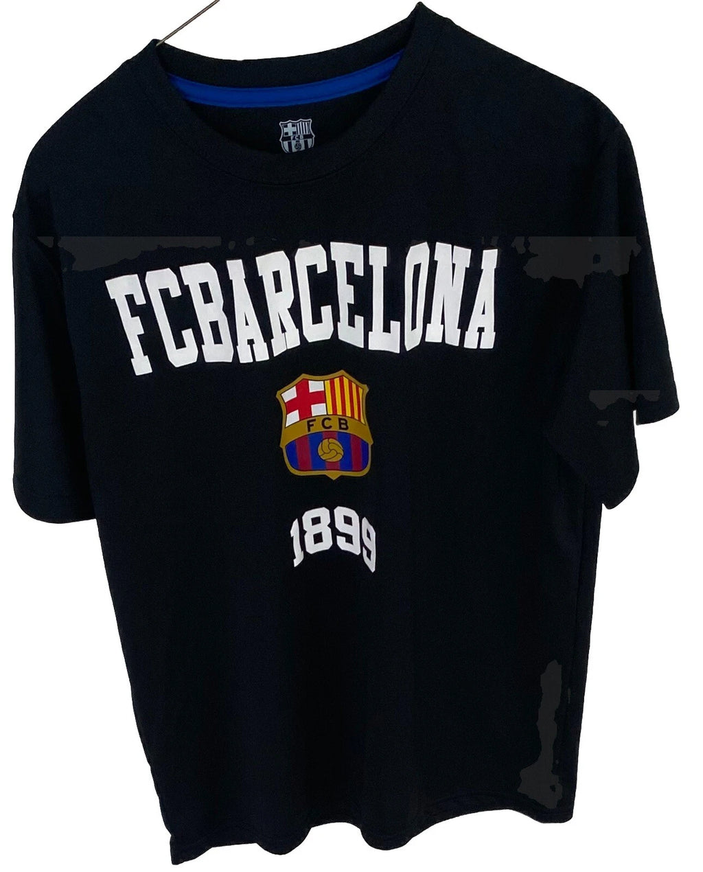 Men's FCB Football Club Barcelona Soccer Graphic Logo T-Shirt Black Size M EUC