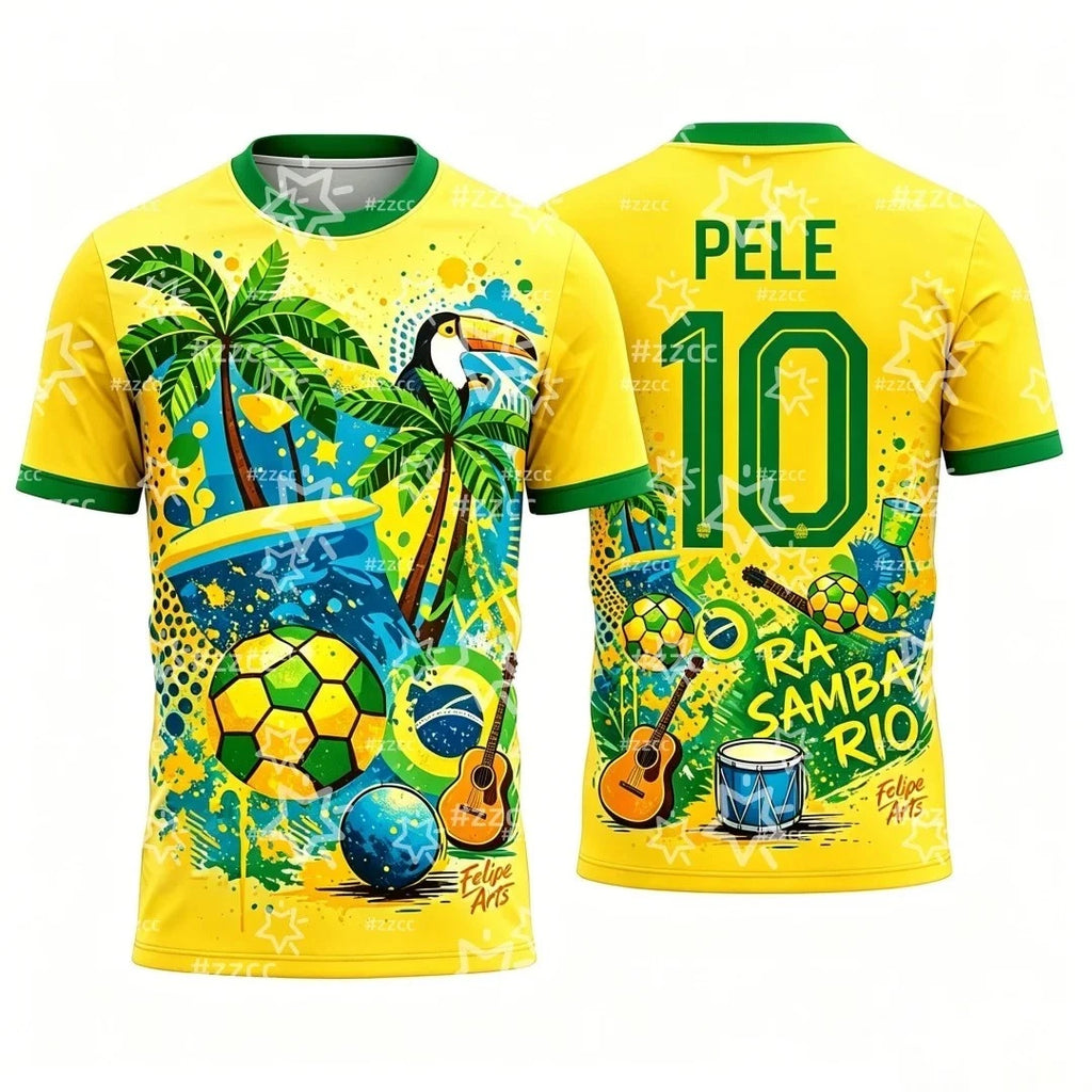 2026 World Cup Football T-Shirts BRAZIL Pele T-Shirts Polyester