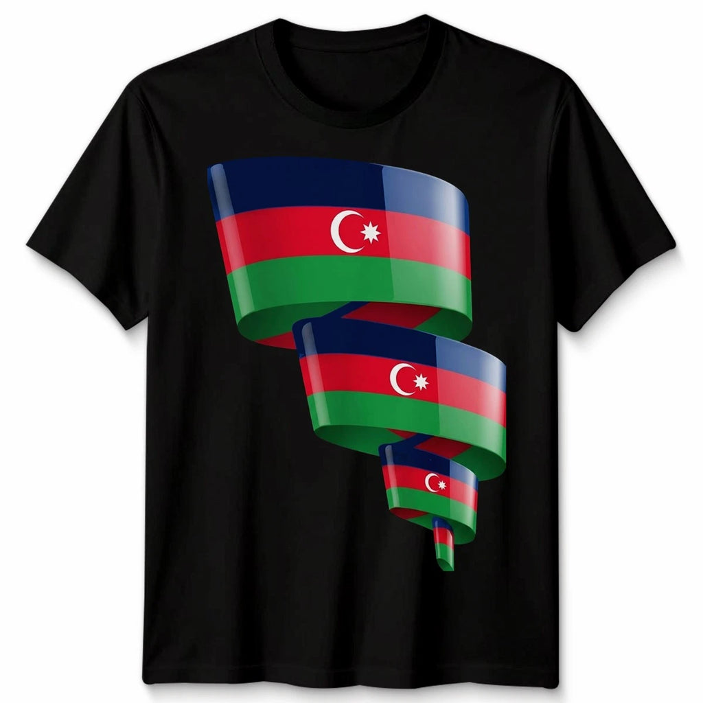 Curled Azerbaijan Unisex Football T Shirt Flag Azerbaijani Day Mens Womens Tee