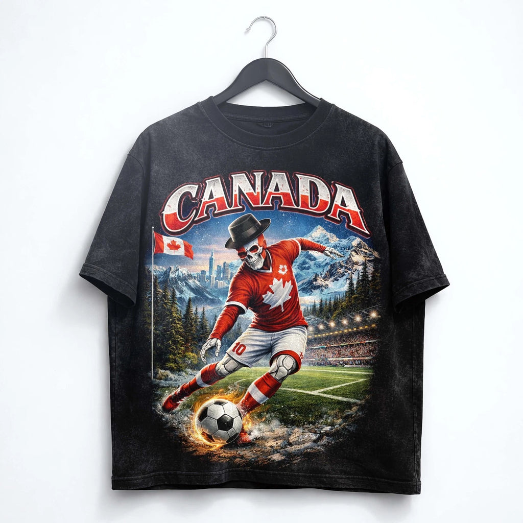 Canada Soccer Washed T-Shirt Canadian Football Graphic Tee World Cup 2026