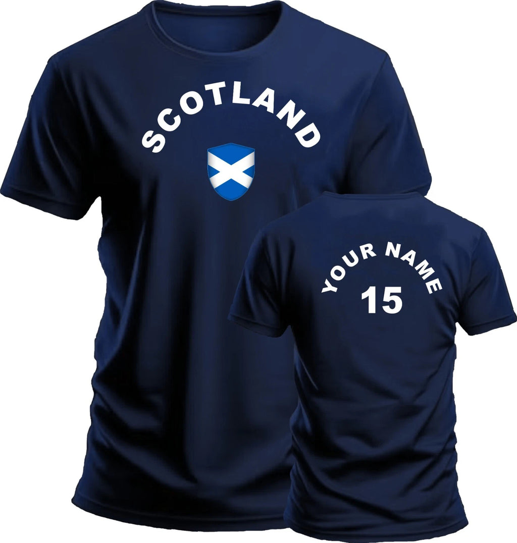 Personalise Scotland Football T-Shirt, Soccer, Fan Sports, Costume Flag Badge