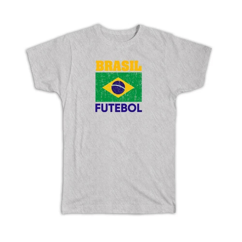 Gift T-Shirt : Brazil Distressed Flag Soccer Futebol Team Brazilian Country
