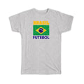 Gift T-Shirt : Brazil Distressed Flag Soccer Futebol Team Brazilian Country