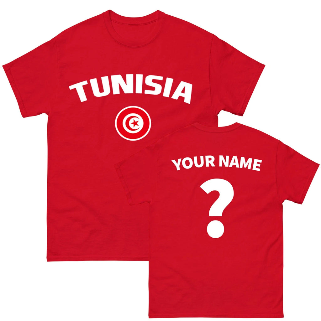Tunisia football T Shirt, Personalised Tunisia Tee, Custom Name and Number Top