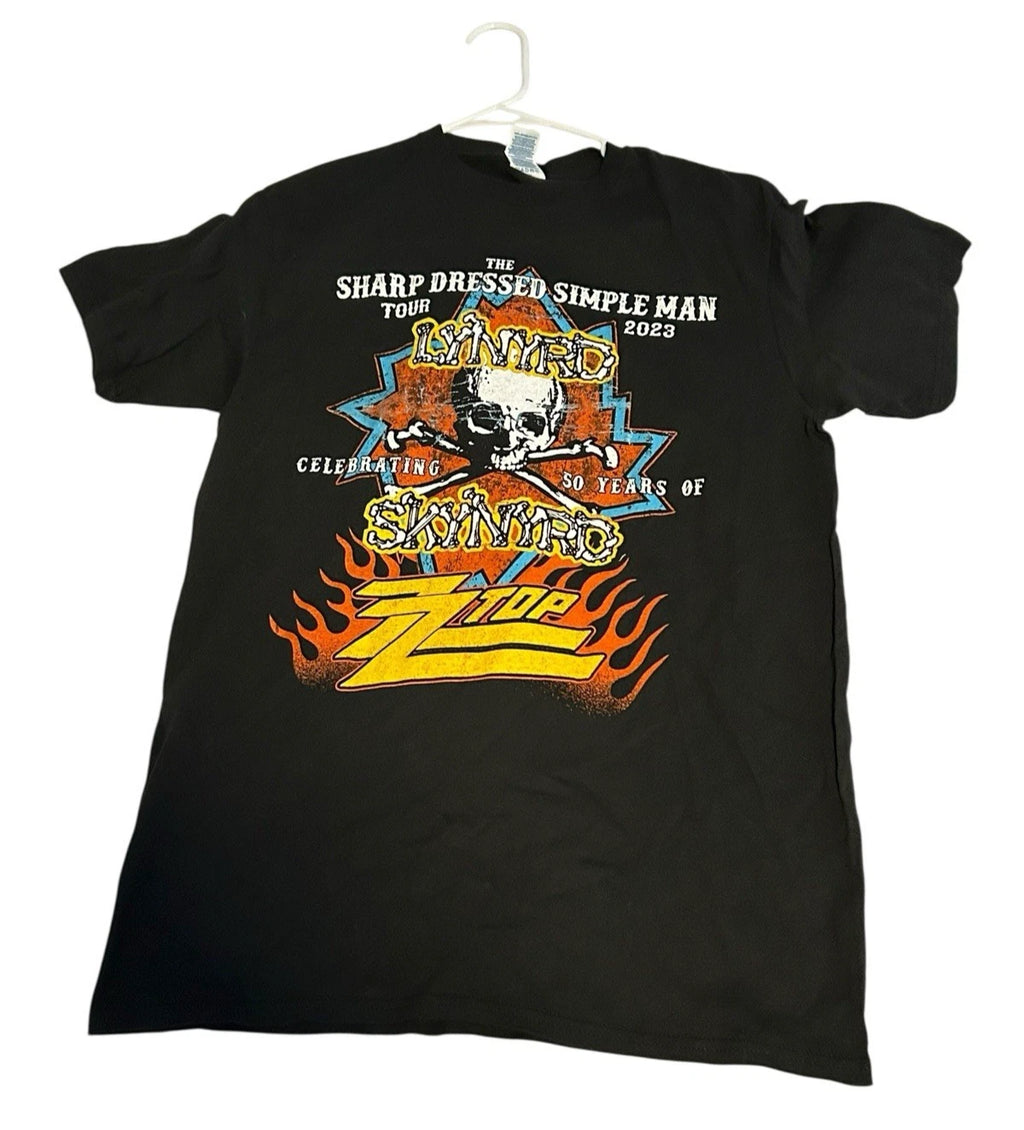 Lynyrd Skynyrd ZZ Top Mens M Sharp Dressed Simple Man Tour 2023 Double Sided Tee