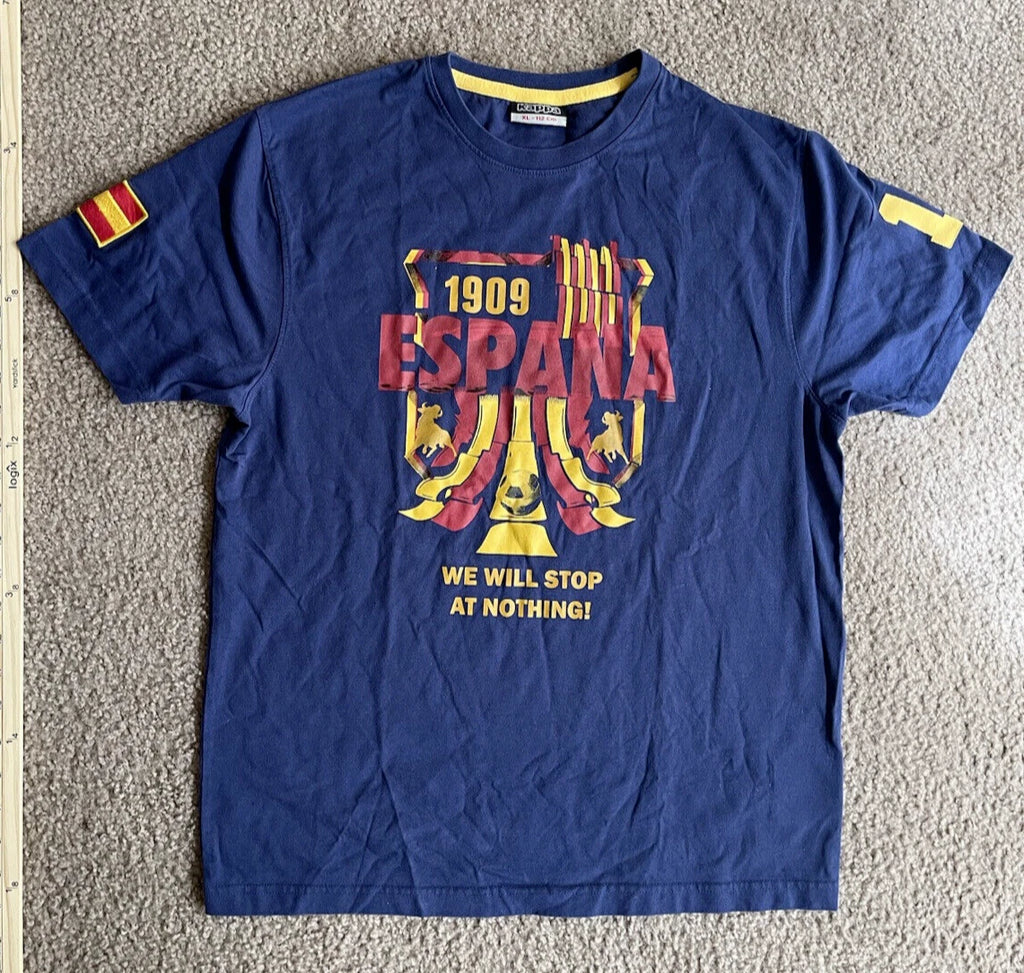 Kappa Soccer Men's Espana Short Sleeve Blue XL T-Shirt Spain Athletic Futbol Top