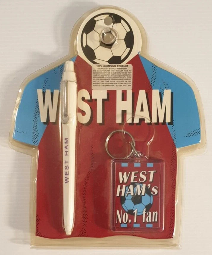 WEST HAM Number One Fan Vintage Football Soccer Pen & Keychain Set *NEW SEALED*