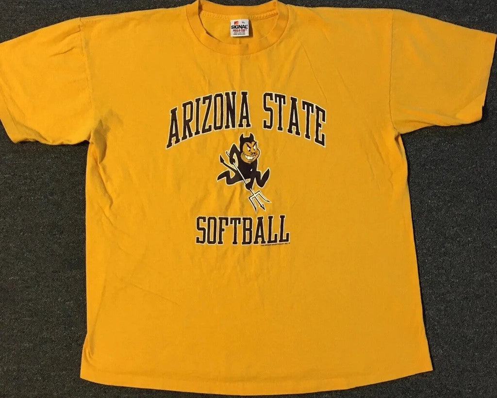 Vtg 90s ASU Arizona State Softball Faded Shirt M College School Track PE Grunge