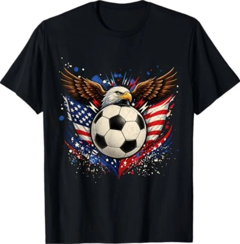 American Flag Soccer Ball 4th of July Patriotic Men Women T-Shirt