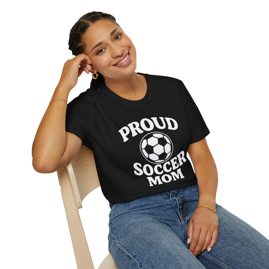 Proud Soccer Mom T-Shirt, Unisex Softstyle Tee for Sports Moms, Gift
