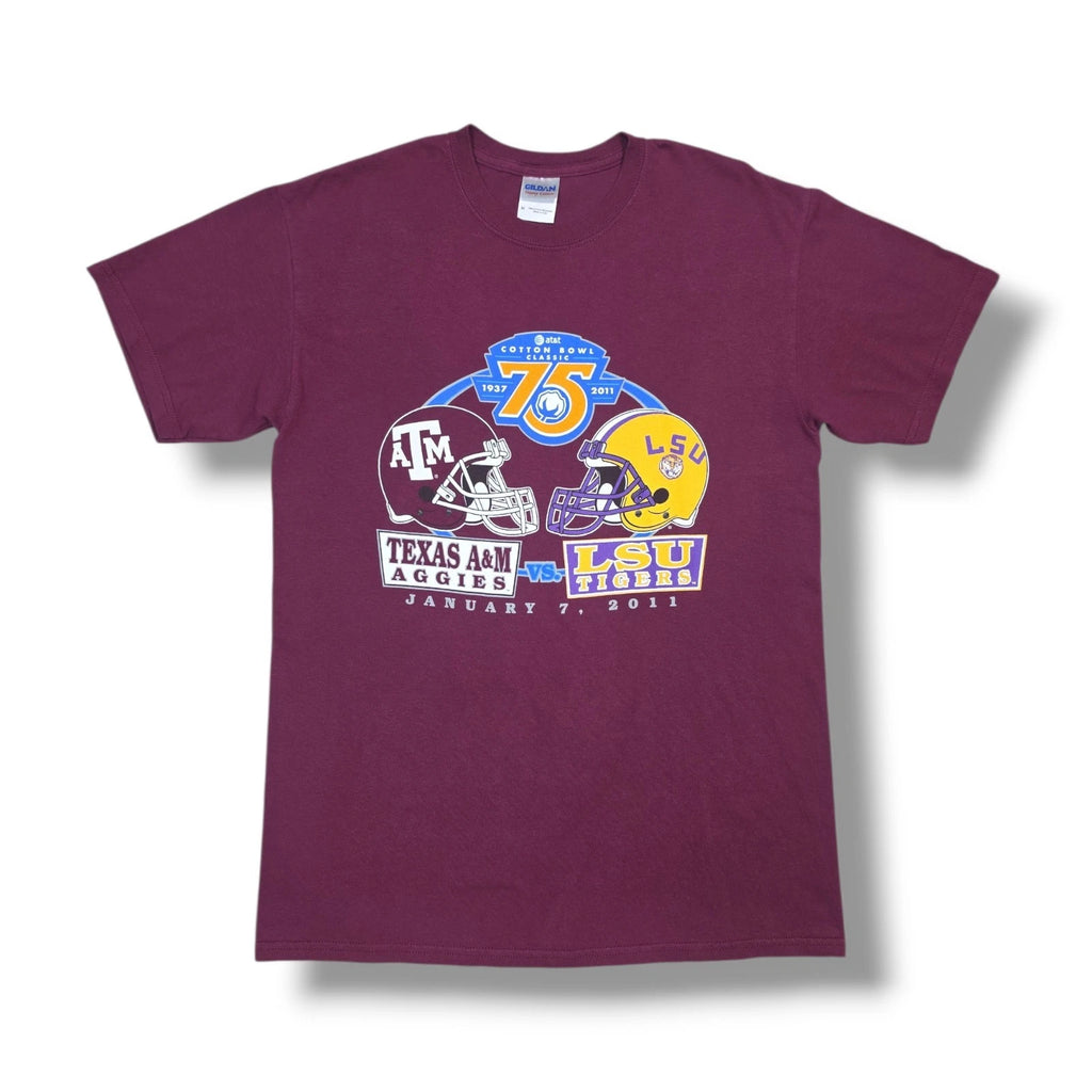 AT&T Cotton Bowl Classic 75 2011 Texas A&M vs LSU Maroon Gildan T-Shirt Size M