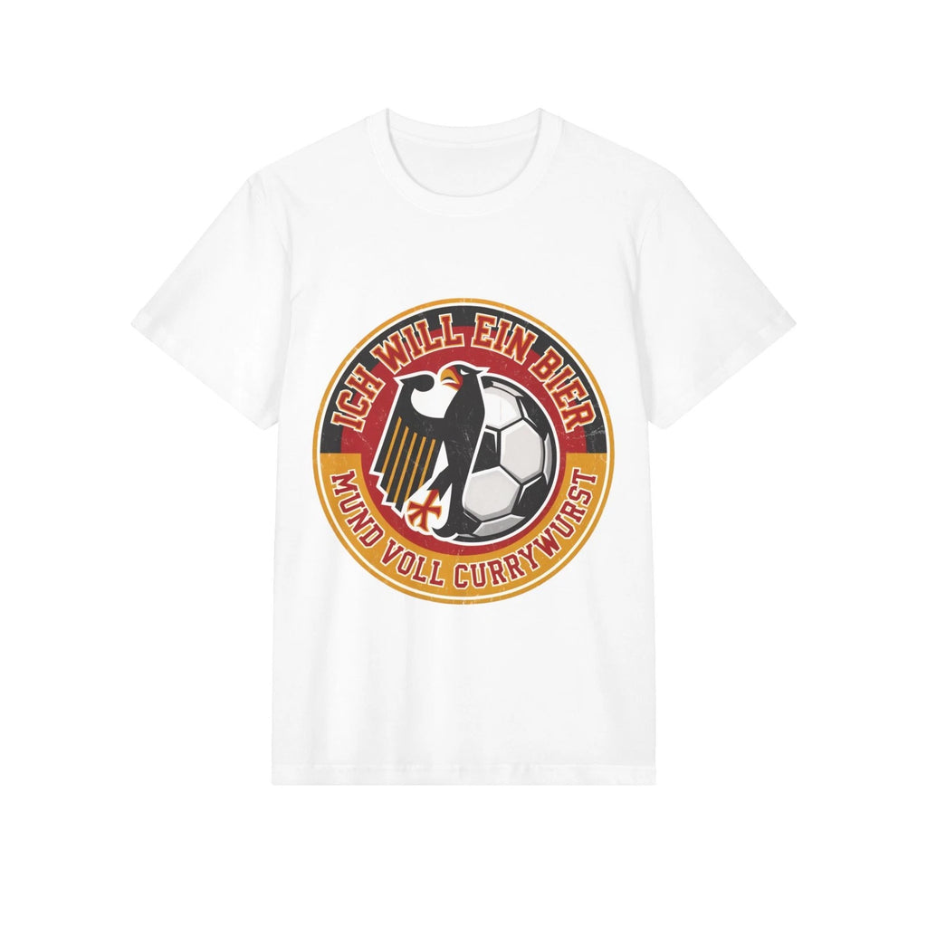 FIFA 2026 Ich Will Ein Bier Soccer T-Shirt | Fußball Adler, Mund Voll Currywurst