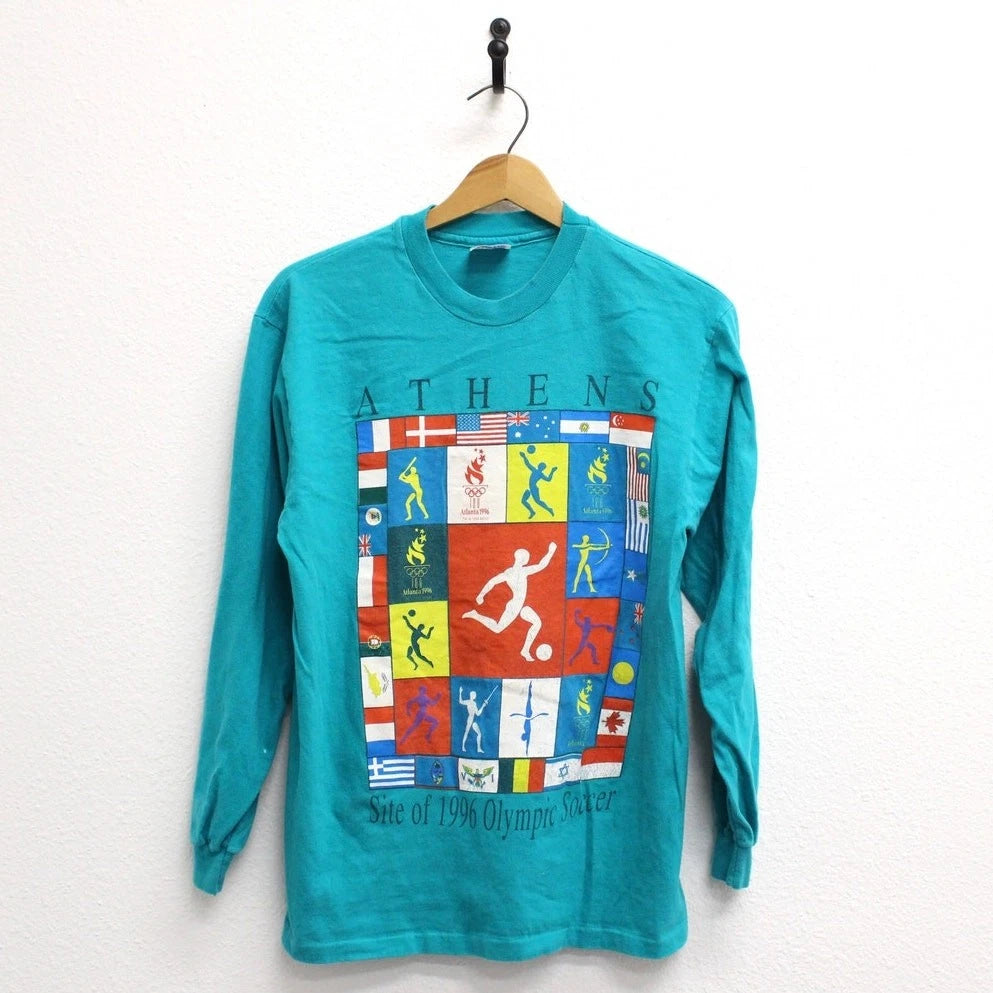 Vintage Athens Georgia 1996 Olympic Soccer Long SleeveT Shirt Medium