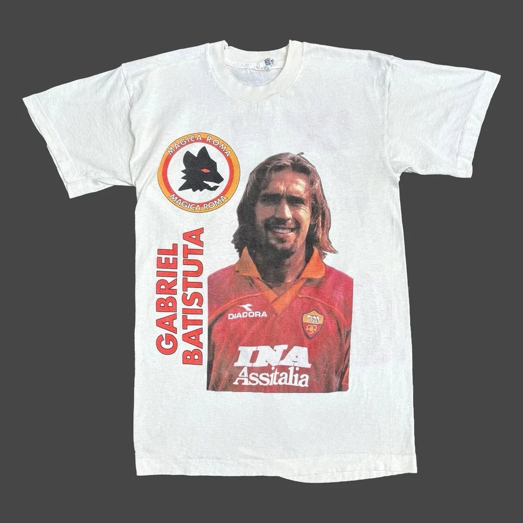 Gabriel Batistuta AS Roma 1990 90s Vintage Soccer Football Rare Fan T-Shirt