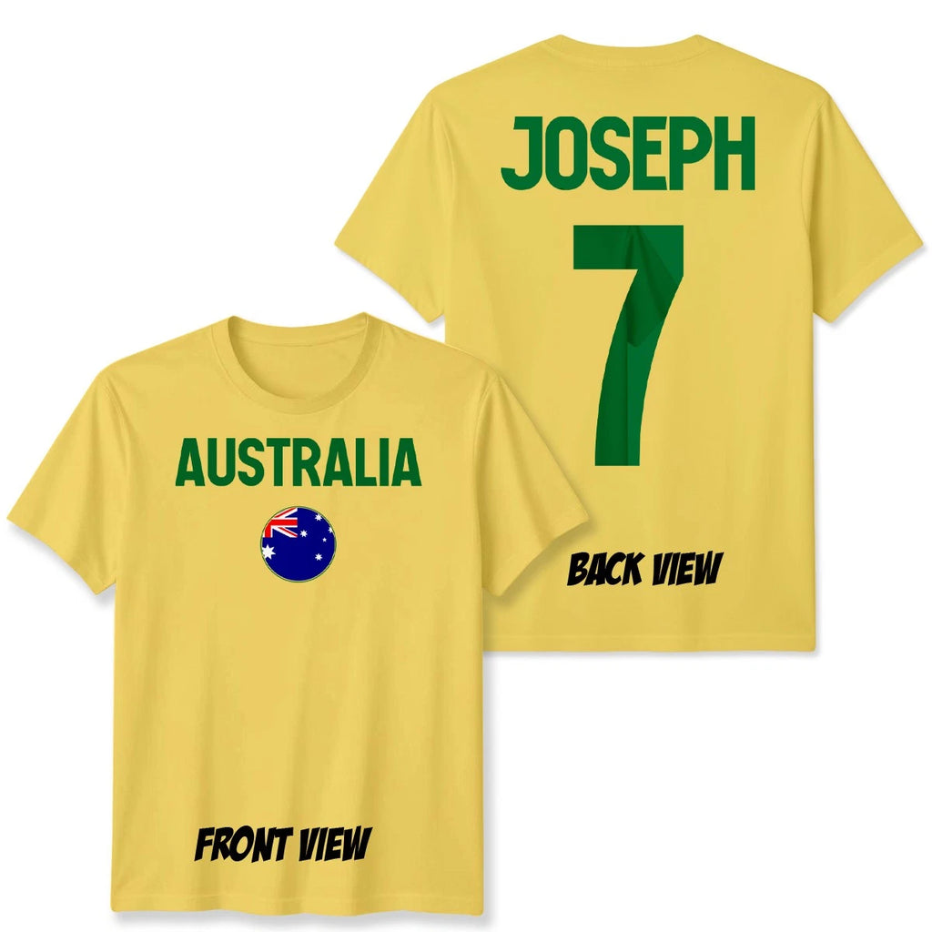 Personalised Australia Unisex T Shirt Name And Number Modern Era Football Rugby