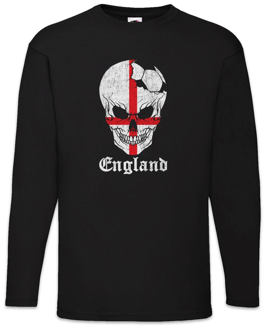 England Football Skull I Mens Long Sleeve T-Shirt English Soccer Flag World