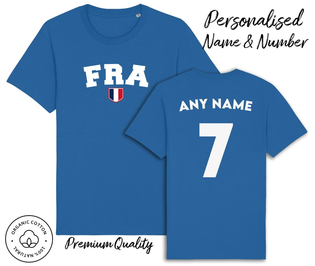 France FRA T-Shirt Personalised Name & No Adult Kids, Football World Cup 2026