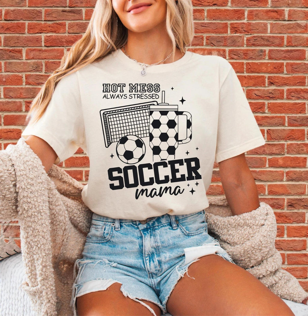 Hot Mess Always Stressed Soccer Mama Unisex Hoodie Tshirt Men Women Unisex N259