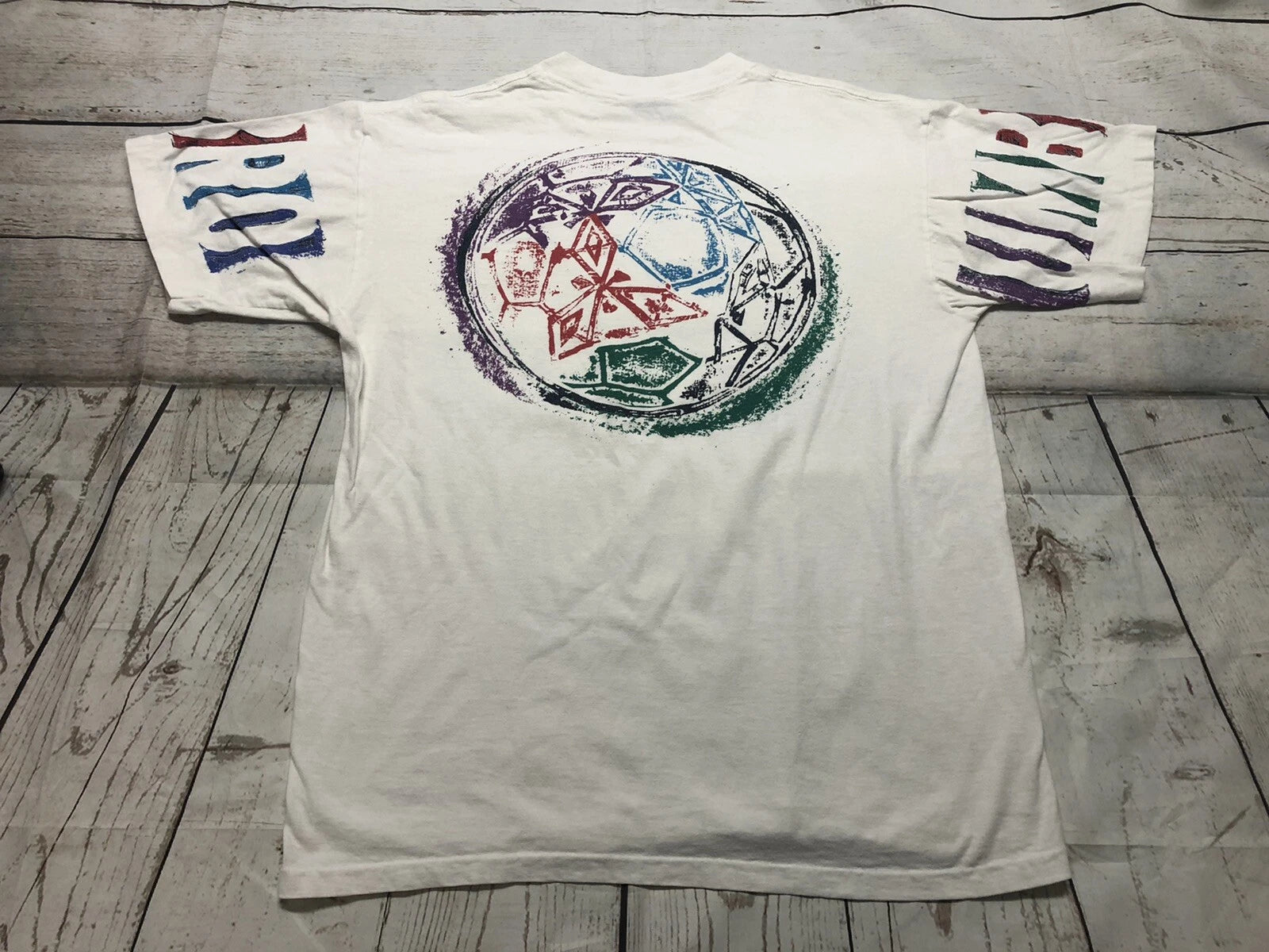Vintage 90’s UMBRO T Shirt Made In USA Bro Men’s Large White Soccer Color Splash