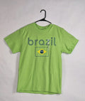 Brazil Brisco Brands T-Shirt Medium Green Short Sleeve Graphic Tee Flag Print