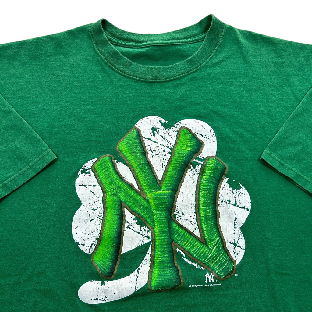 y2k New York Yankees Green St. Patrick's Day Clover Graphic Shirt Men's Size 2XL