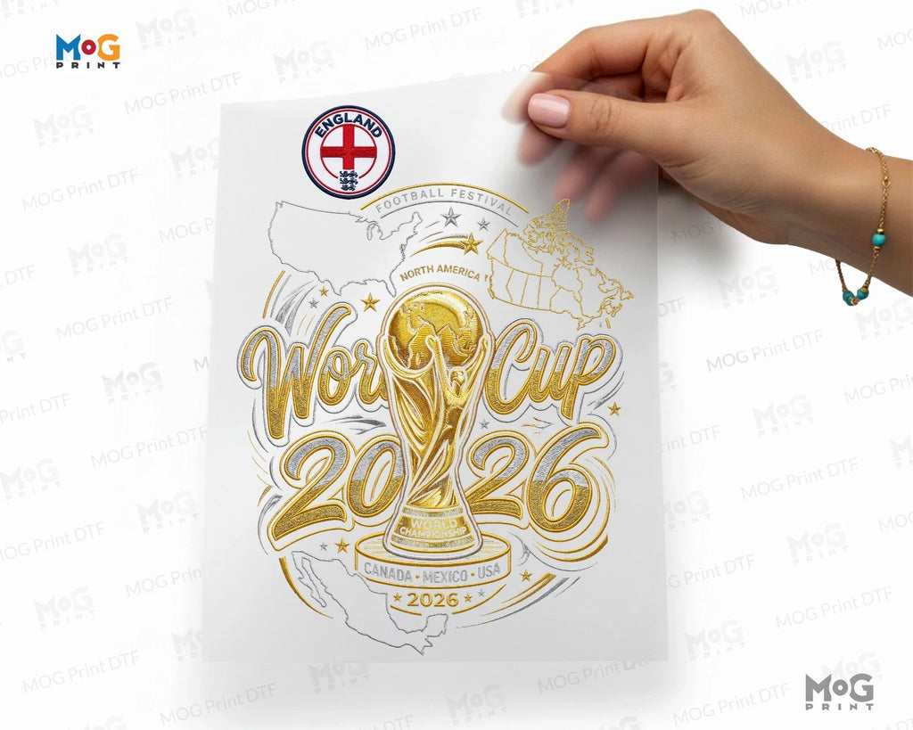 Personalised Football Cup Iron On World Soccer 2026 Country Flag DTF Transfers