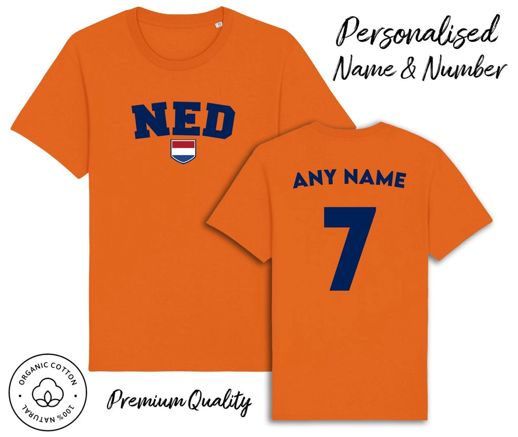 Netherlands T-Shirt Personalised Name & No Adult World Cup 2026 Kit Football
