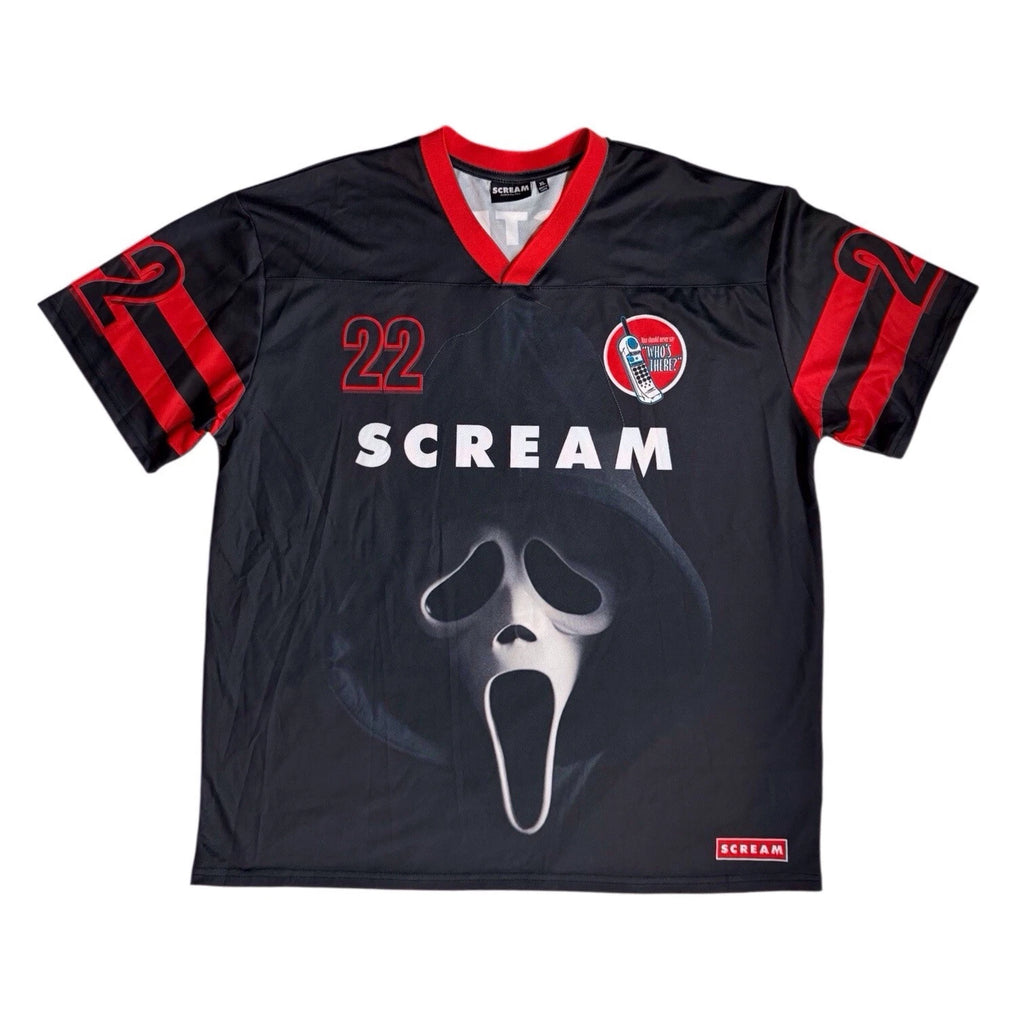 Scream Ghostface  Short Sleeve Front Back Graphic Soccer Jersey Men's size XL