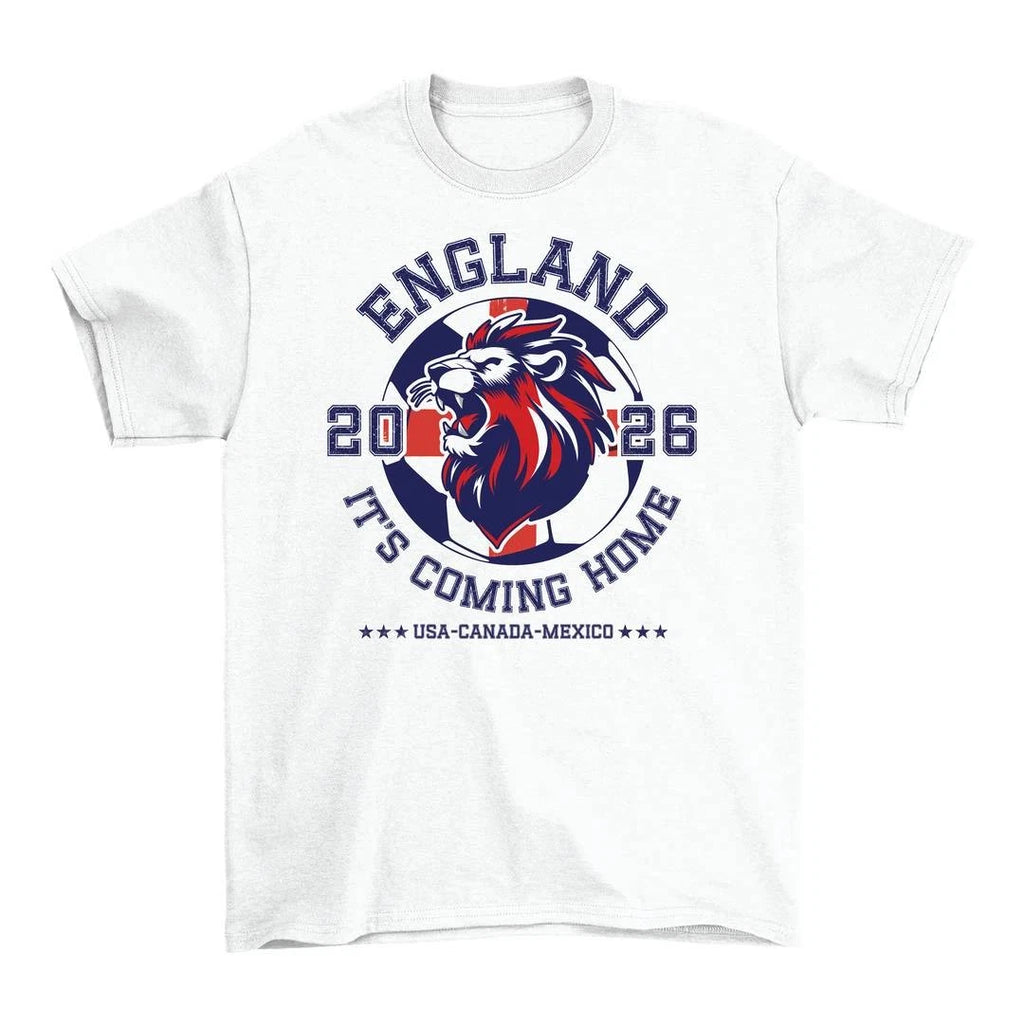 Adults England Lion White T Shirt Football Supporter Lions Fan Tee Top
